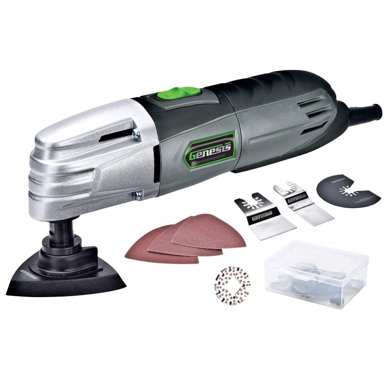 Genesis GMT15A 1.6 Amp Multi-Purpose Oscillating Tool and 19-Piece Universal Hook-And-Loop Accessory Kit with Storage Box - Image 1